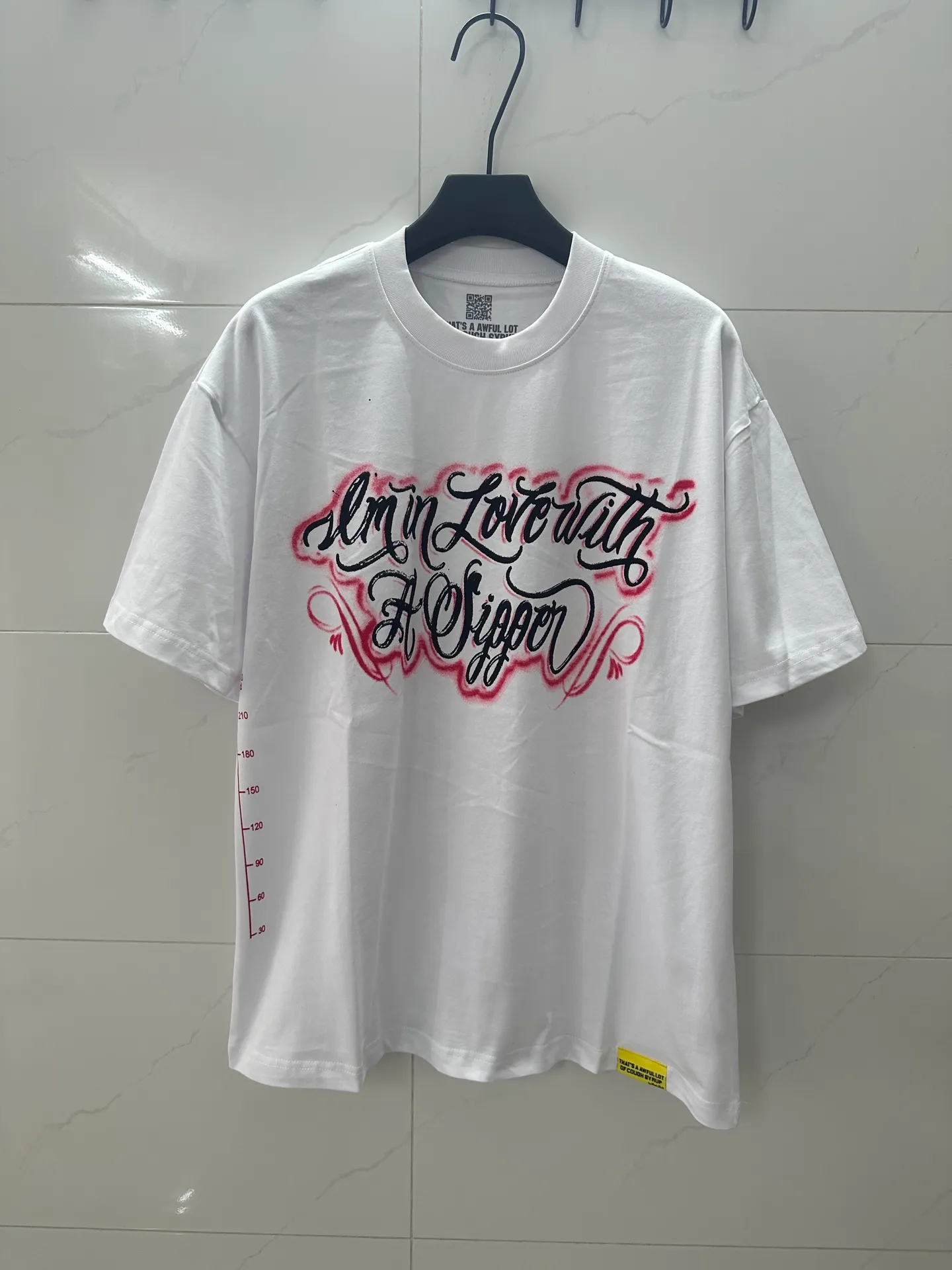 #White | THAT'S A AWFUL LOT OF COUGH SYRUP In Stock Real shot American simple trendy brand loose casual T-shirt Fabric (fabric): 32 counts Weight combed double yarn pure cotton Sizes (size): S-M L X L Color (colour): White